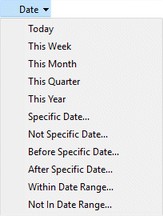 Date button dropdown menu