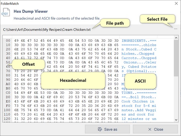 Hex Dump Viewer tool