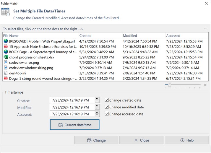 The Set Multiple Date/Times tool