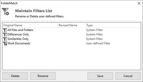 Maintain Filter List